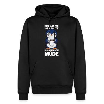 Der Kaffee Ist Kaputt Ich Bin Noch Müde Pinguin - Männer Premium Bio Hoodie - Schwarz - Vorne - Nico (187cm)