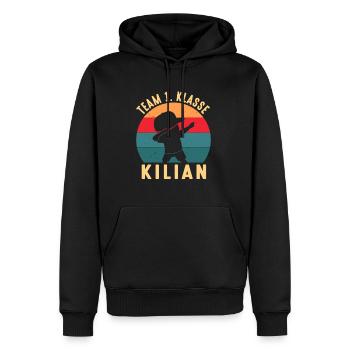 Einschulung Team 1. Klasse Kilian Schulstart - Männer Premium Bio Hoodie - Schwarz - Vorne - Nico (187cm)