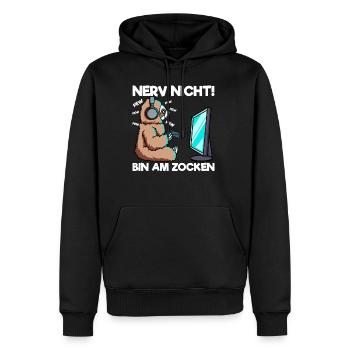 Nerv nicht bin am Zocken Gaming Faultier - Männer Premium Bio Hoodie - Schwarz - Vorne - Nico (187cm)
