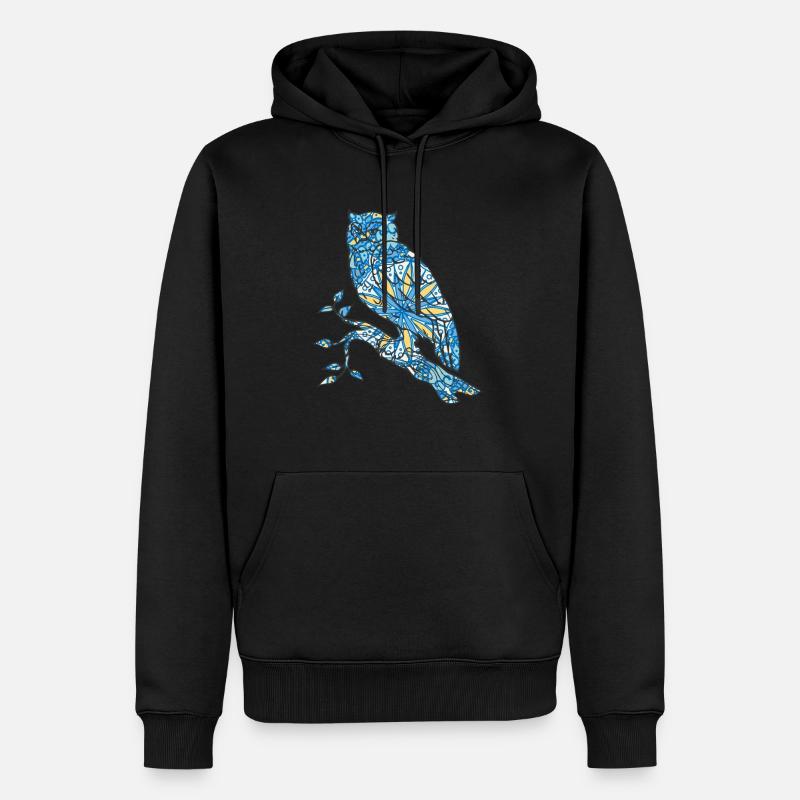Mandala Eule Geometrie Muster - Männer Premium Bio Hoodie - Schwarz