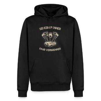 Sei kein Penner fahr Verbrenner Benzin - Männer Premium Bio Hoodie - Schwarz - Vorne - Nico (187cm)