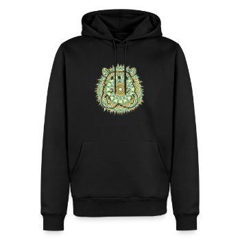 Mandala Hérisson Art géométrique - Sweat à capuche Premium bio Homme - noir - Devant - Nico (187cm)
