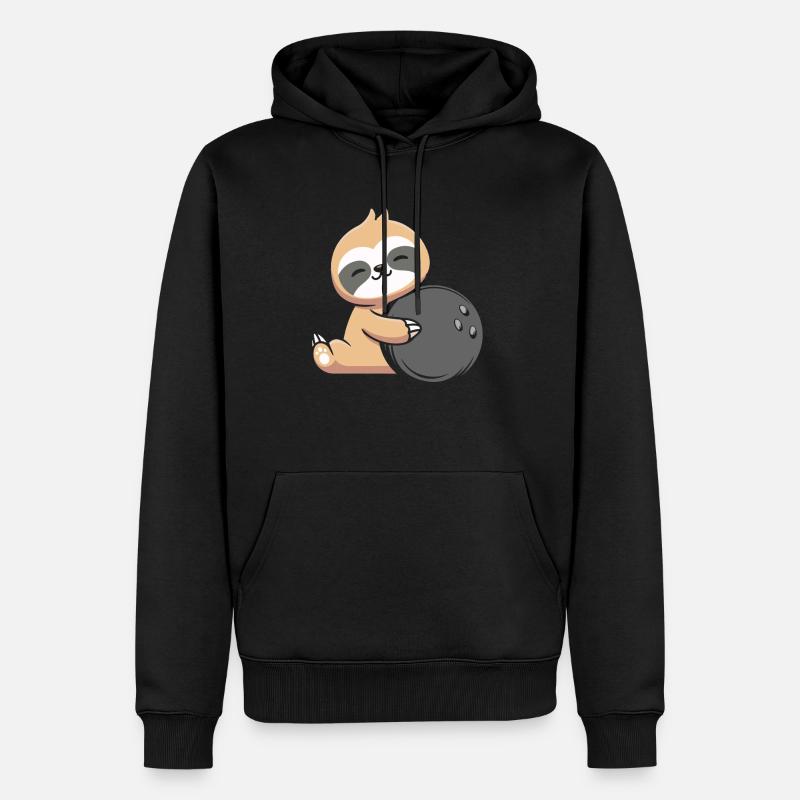 Faultier Bowling - Männer Premium Bio Hoodie - Schwarz