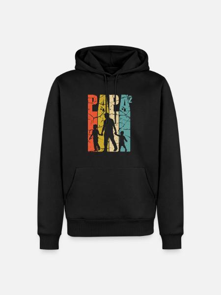 Papá 2 hijos Papá alto 2 padre de dos hijos - Sudadera con capucha prémium ecológica para hombre - negro