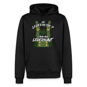 Bayrische Lederhosen Ersatz Hirsch Volksfest - Männer Premium Bio Hoodie - Schwarz - Vorne - Nico (187cm)