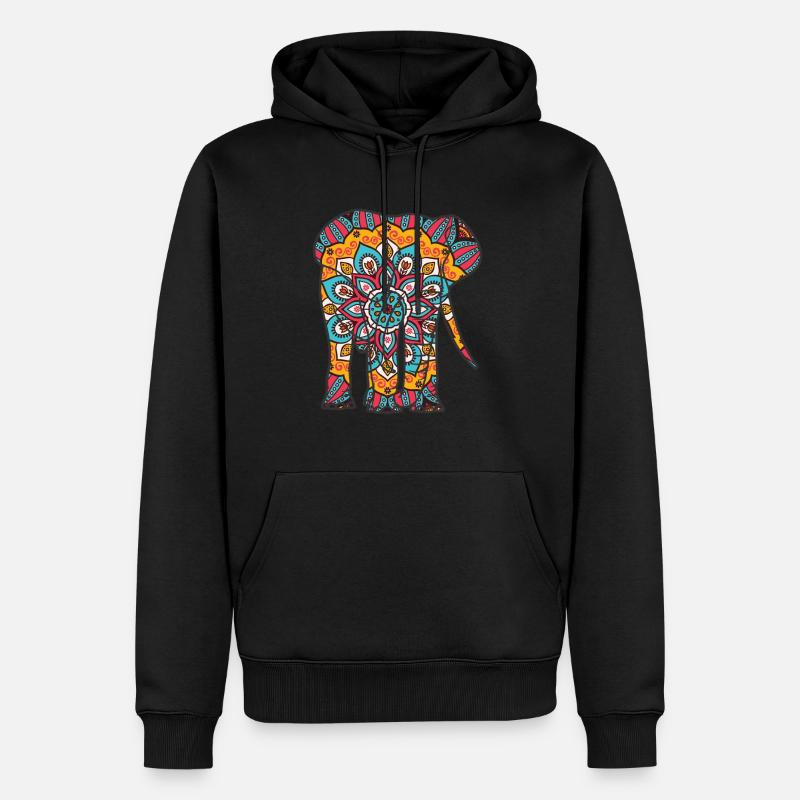 Mandala Elephant Geometre Pattern - Sweat à capuche Premium bio Homme - noir