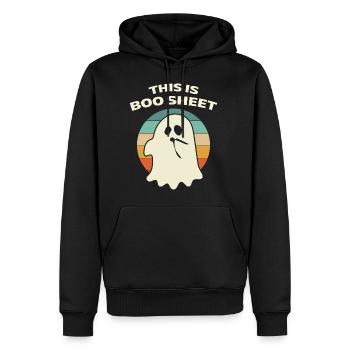 C’est Boo Sheet Ghost Retro Halloween - Sweat à capuche Premium bio Homme - noir - Devant - Nico (187cm)