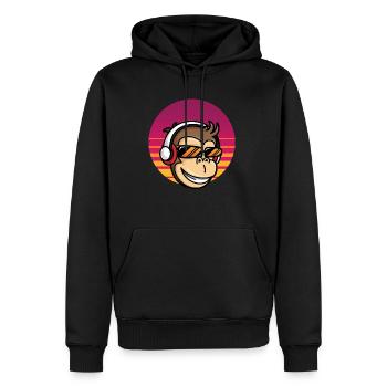 Monkey DJ Affe mit Kopfhörer - Männer Premium Bio Hoodie - Schwarz - Vorne - Nico (187cm)