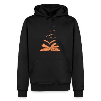 Buch Vögel Fliegender Vogel Bücherwurm - Männer Premium Bio Hoodie - Schwarz - Vorne - Nico (187cm)