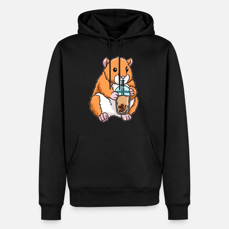 Kawaii Bubble Tea Hamster - Männer Premium Bio Hoodie - Schwarz
