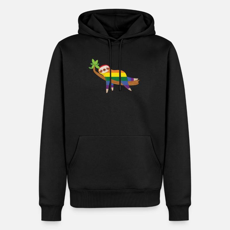 Faultier Pride - Männer Premium Bio Hoodie - Schwarz