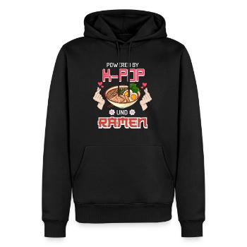 Powered by K-Pop und Ramen Nudelsuppe Musik K-Pop - Männer Premium Bio Hoodie - Schwarz - Vorne - Nico (187cm)