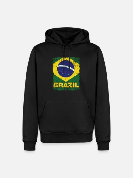 Brasiliansk flagg Brasiliansk Brasil - Premium økologisk hettegenser for menn - svart