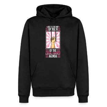 Posez-moi des questions sur mon programme féministe libéral - Sweat à capuche Premium bio Homme - noir - Devant - Nico (187cm)