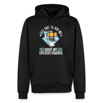 Posez-moi des questions sur ma diarrhée explosive - Sweat à capuche Premium bio Homme - noir - Devant - Nico (187cm)