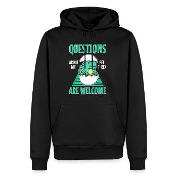 Posez-moi des questions sur mon trex - Sweat à capuche Premium bio Homme - noir - Devant - Nico (187cm)