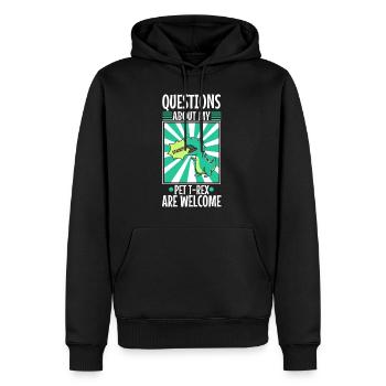 Posez-moi des questions sur mon trex - Sweat à capuche Premium bio Homme - noir - Devant - Nico (187cm)