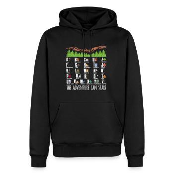 Camping Alphabet Shirt Gift - Men’s Premium Organic Hoodie - black - Front - Nico (187cm)