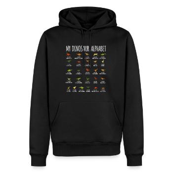 My Dinosaur Alphabet Shirt Dino - Männer Premium Bio Hoodie - Schwarz - Vorne - Nico (187cm)