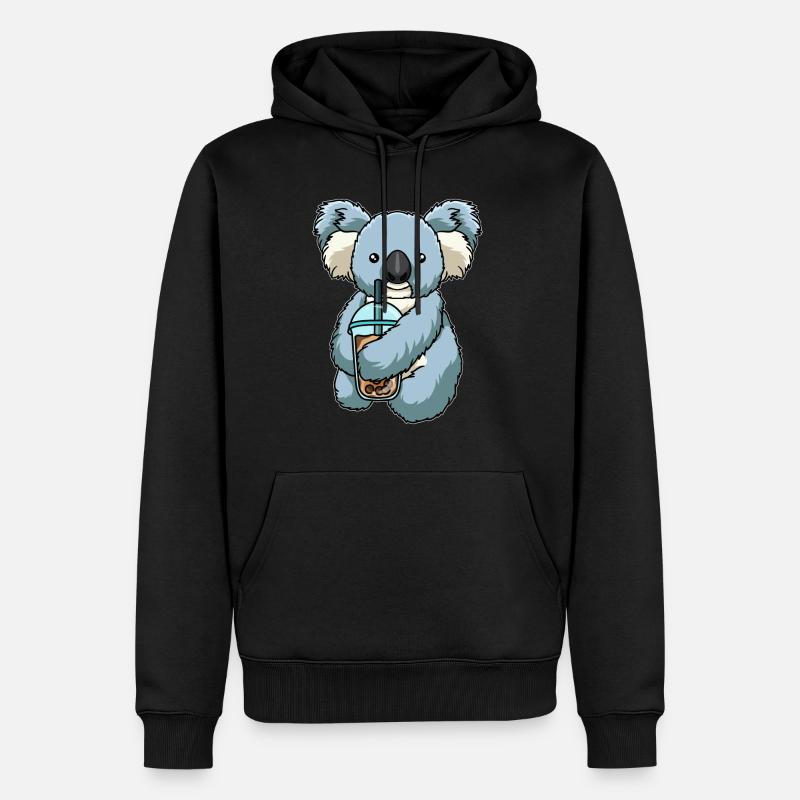 Koala trinkt Bubble Tea - Männer Premium Bio Hoodie - Schwarz