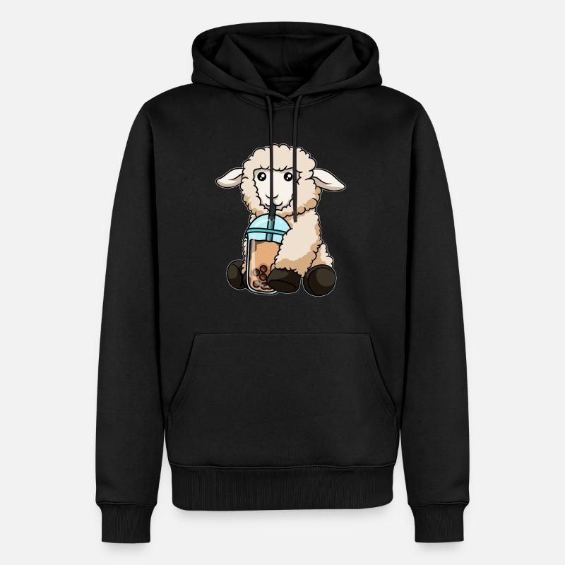 Kawaii Bubble Tea Schaf - Männer Premium Bio Hoodie - Schwarz