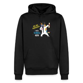 Bye Bye Kindergarten I Rock School Now Unicorn - Sweat à capuche Premium bio Homme - noir - Devant - Nico (187cm)