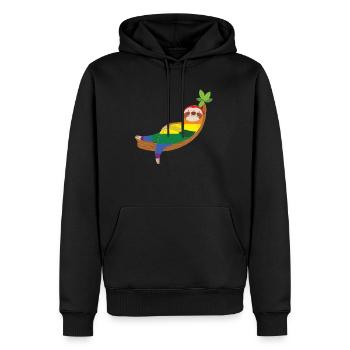Sloth Rainbow Gay LGBTQ - Sweat à capuche Premium bio Homme - noir - Devant - Nico (187cm)