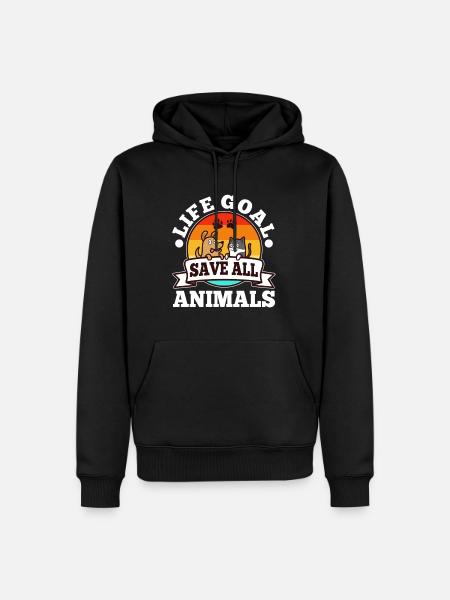 Life goal save all animals - Men’s Premium Organic Hoodie - black