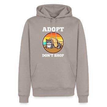 Adopt don't shop - Men’s Premium Organic Hoodie - taupe - Front - Nico (187cm)