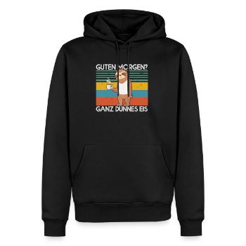 Guten Morgen Ganz Dünnes Eis Morgenmuffel Faultier - Männer Premium Bio Hoodie - Schwarz - Vorne - Nico (187cm)