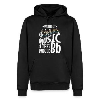 Without music life would b flat - Männer Premium Bio Hoodie - Schwarz - Vorne - Nico (187cm)