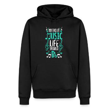 Without music life would b flat - Männer Premium Bio Hoodie - Schwarz - Vorne - Nico (187cm)