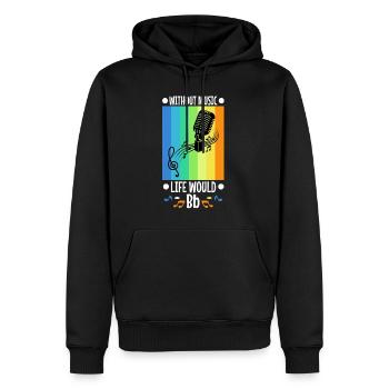Without music life would b flat - Männer Premium Bio Hoodie - Schwarz - Vorne - Nico (187cm)
