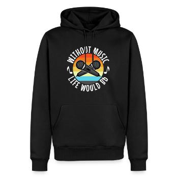 Without music life would b flat - Männer Premium Bio Hoodie - Schwarz - Vorne - Nico (187cm)