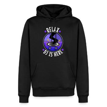 Relax the DJ is here - Männer Premium Bio Hoodie - Schwarz - Vorne - Nico (187cm)