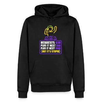 DJ Request - Männer Premium Bio Hoodie - Schwarz - Vorne - Nico (187cm)