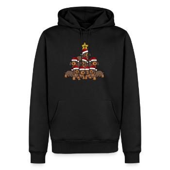 Arbre de Noël teckel - Sweat à capuche Premium bio Homme - noir - Devant - Nico (187cm)