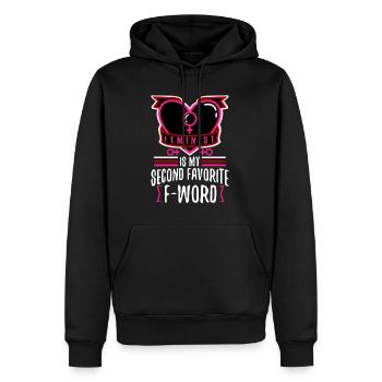 Féministe est mon deuxième mot préféré - Sweat à capuche Premium bio Homme - noir - Devant - Nico (187cm)
