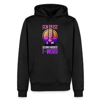 Féministe est mon deuxième mot préféré - Sweat à capuche Premium bio Homme - noir - Devant - Nico (187cm)