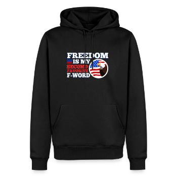 La liberté est mon deuxième mot préféré - Sweat à capuche Premium bio Homme - noir - Devant - Nico (187cm)
