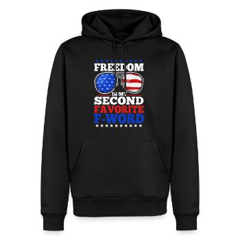 La liberté est mon deuxième mot préféré - Sweat à capuche Premium bio Homme - noir - Devant - Nico (187cm)