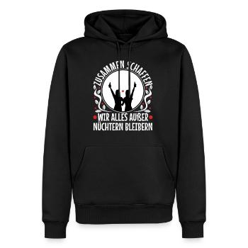 Zusammen schaffen wir alles außer nüchtern bleiben - Männer Premium Bio Hoodie - Schwarz - Vorne - Nico (187cm)