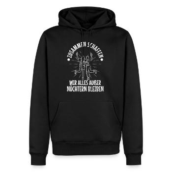Zusammen schaffen wir alles außer nüchtern bleiben - Männer Premium Bio Hoodie - Schwarz - Vorne - Nico (187cm)