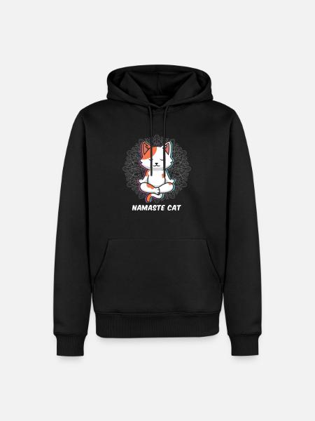 Namaste Cat Yoga Katze - Men’s Premium Organic Hoodie - black