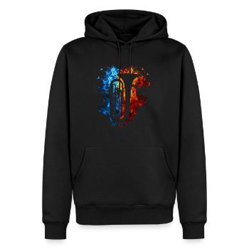Feu Tuba Burning Musical Instrument Flammes - Sweat à capuche Premium bio Homme - noir - Devant - Nico (187cm)