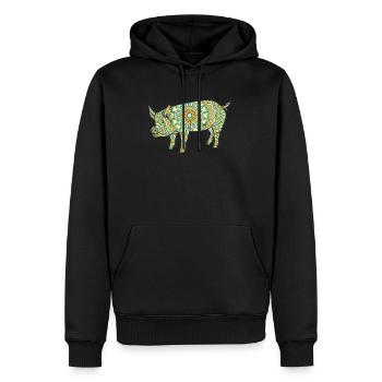 Mandala Pig Geometry Pattern - Sweat à capuche Premium bio Homme - noir - Devant - Nico (187cm)