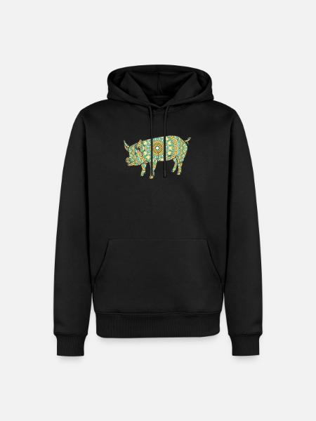 Mandala Pig Geometry Pattern - Men’s Premium Organic Hoodie - black