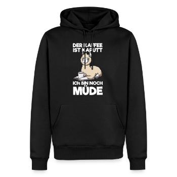 Der Kaffee Ist Kaputt Ich Bin Noch Müde Lama - Männer Premium Bio Hoodie - Schwarz - Vorne - Nico (187cm)