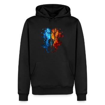 Feuer Geige Flammen Geigenspieler Violine - Männer Premium Bio Hoodie - Schwarz - Vorne - Nico (187cm)