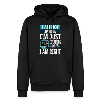 Je ne discute pas, j’explique simplement pourquoi j’ai raison - Sweat à capuche Premium bio Homme - noir - Devant - Nico (187cm)